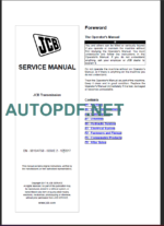 JCB Transmission SERVICE MANUAL