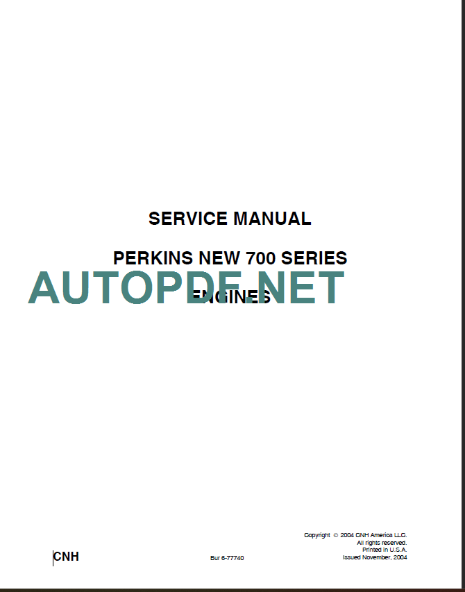 CNH PERKINS NEW 700 SERVICE MANUAL