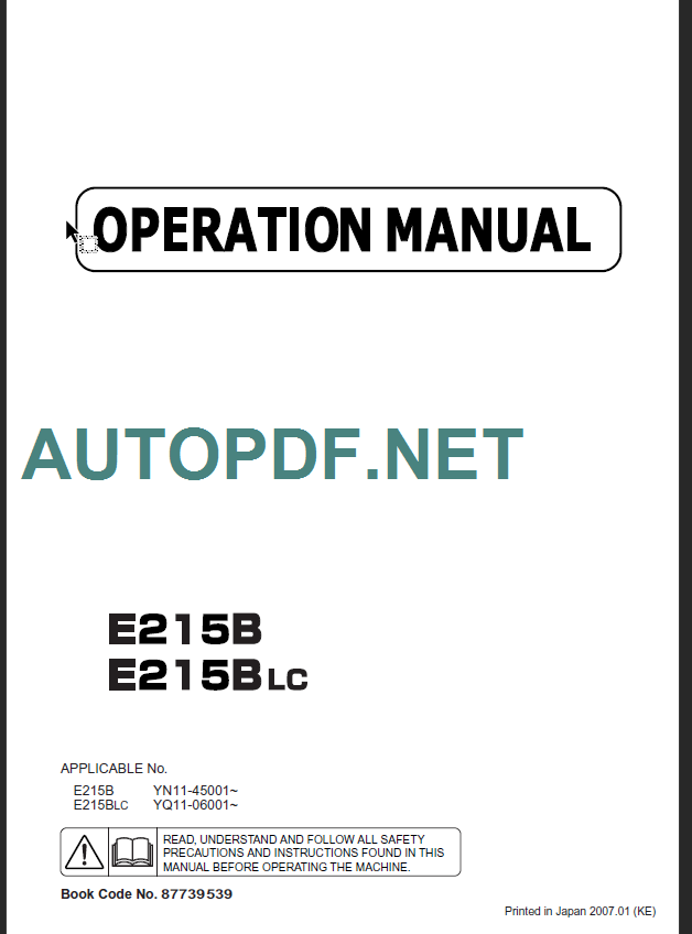 E215B-W315BLC OPERATION MANUAL