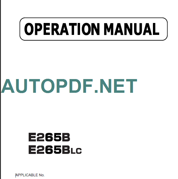 E265B-W365BLC OPERATION MANUAL