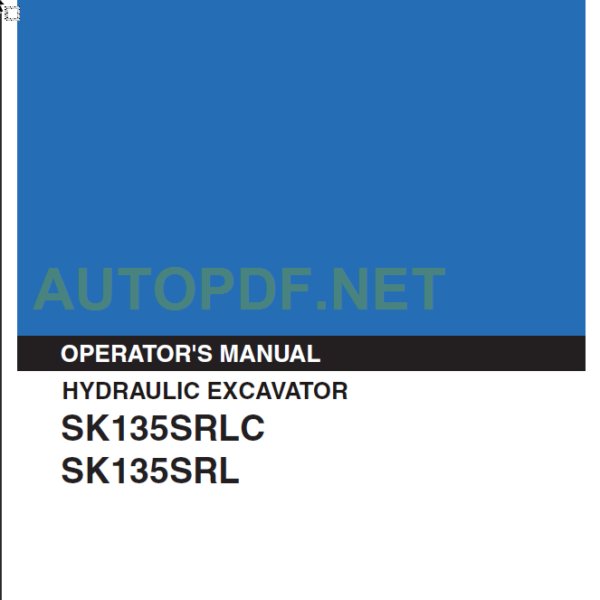 SK135SRLC-SK135SRL OPERATOR'S MANUAL