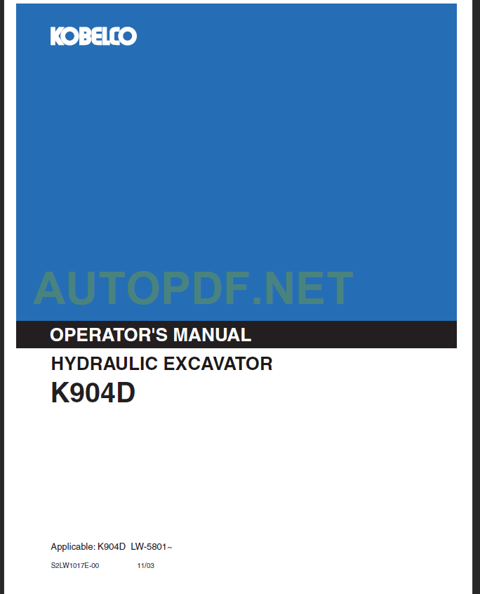 K904D OPERATOR'S MANUAL