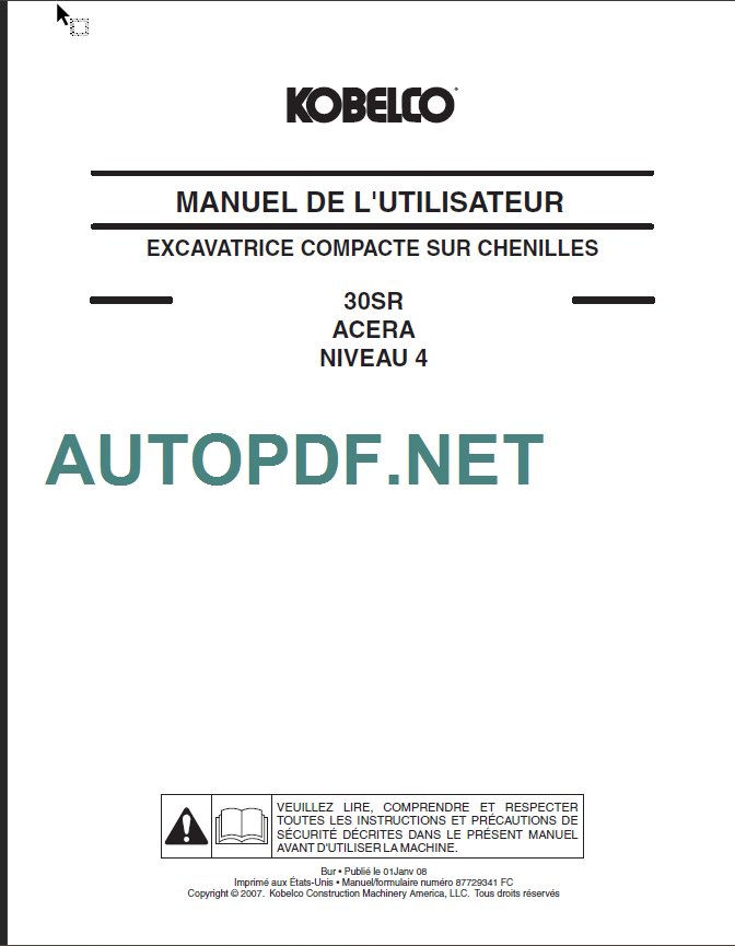 30SR ACERA NIVEAU 4 MANUEL DE L'UTILISATEUR