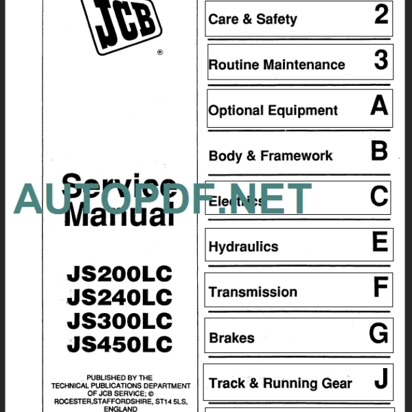 JS200LC-JS240LC-JS300LC-JS450C SERVICE MANUAL