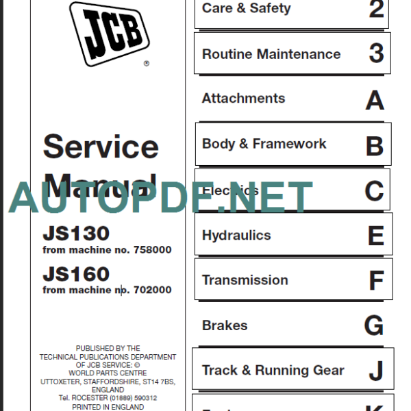 JS130-JS160 SERVICE MANUAL