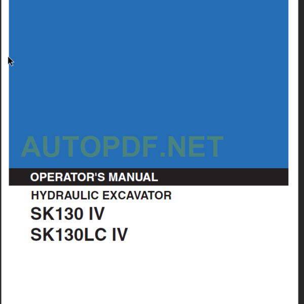 SK130 IV-SK130LC IV OPERATOR'S MANUAL