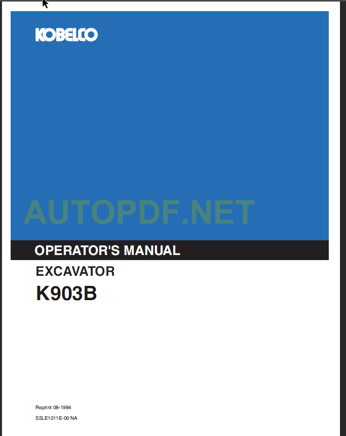 K903B OPERATORS MANUAL