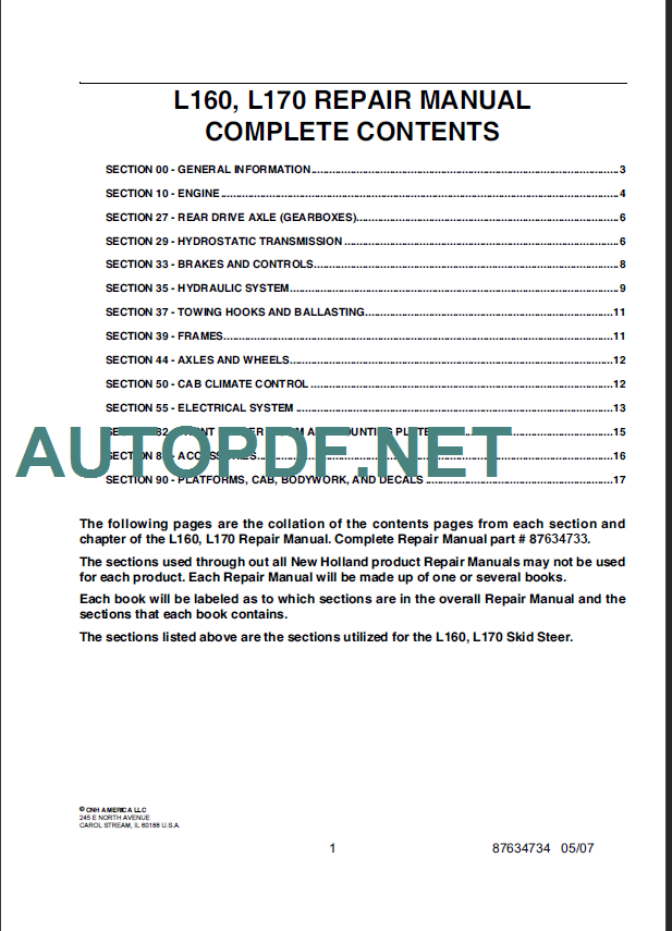 CNH L160-L170 REPAIR MANUAL