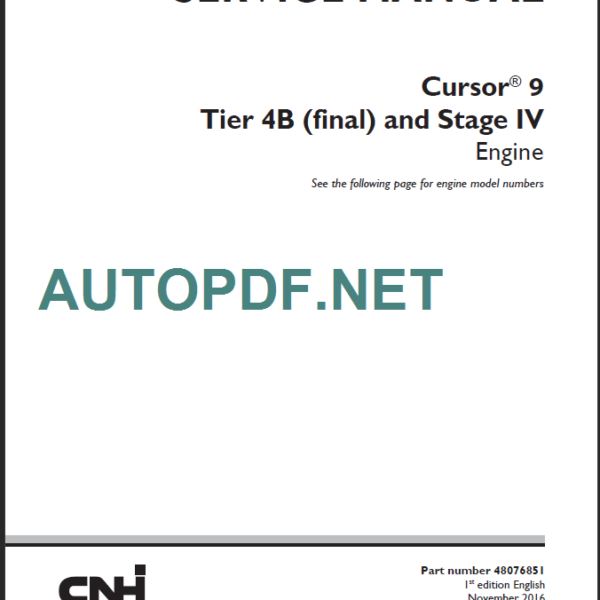 CNH CURSOR 9 TIER 4B SERVICE MANUAL