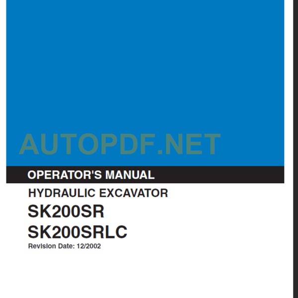 SK200SR-SK200SRLC OPERATOR'S MANUAL