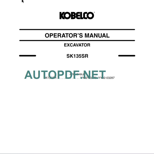 SK135SR OPERATOR'S MANUAL