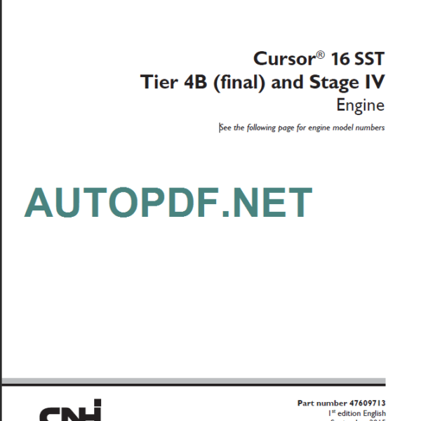 CNH CURSOR 16 SST SERVICE MANUAL