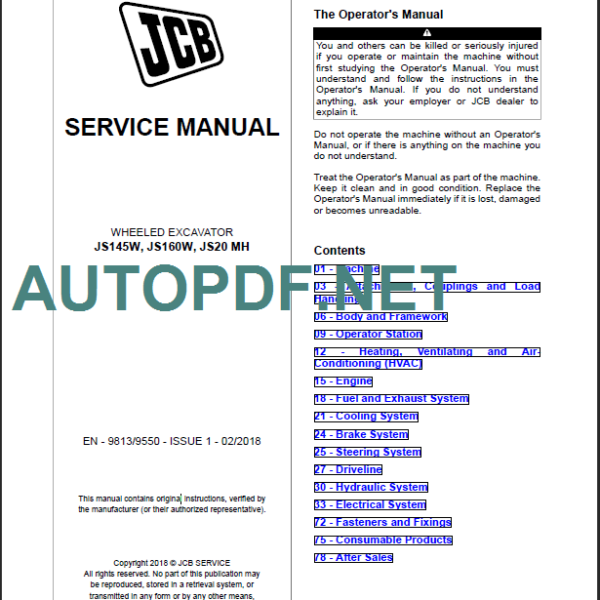 JS145W-JS160W-JS20 MH SERVICE MANUAL