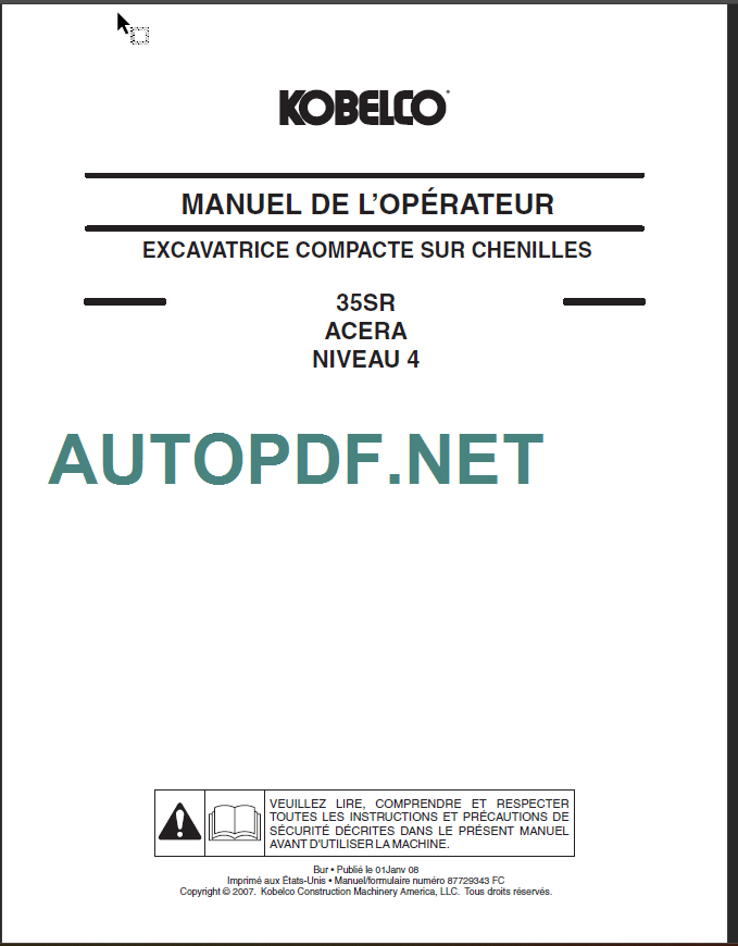 35SR ACERA NIVEAU 4 MANUEL DE L'OPÉRATEUR