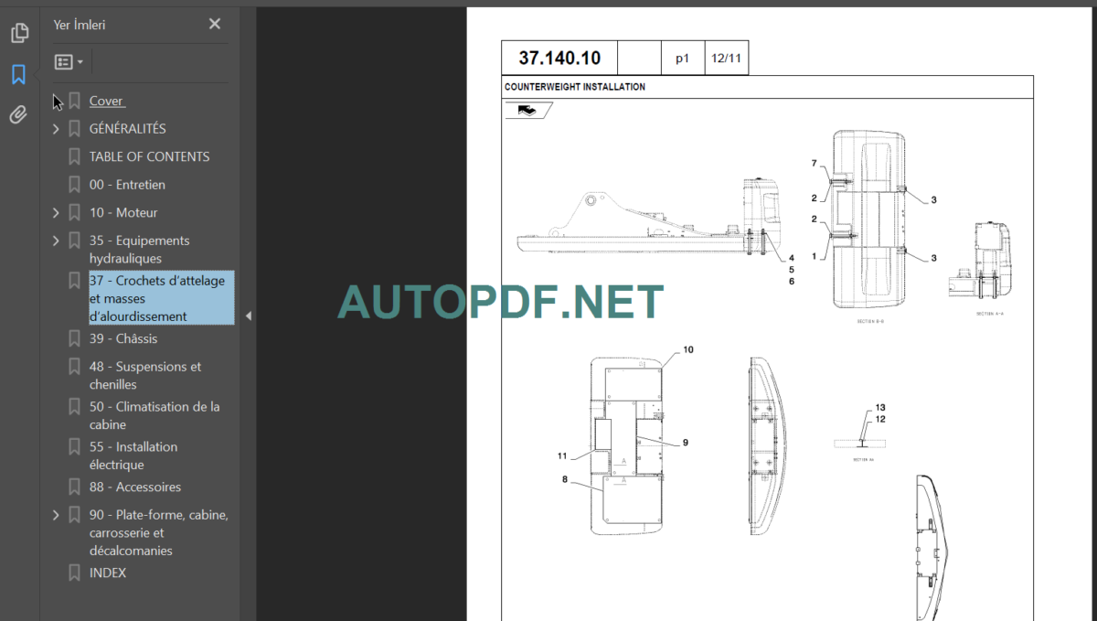 SK170-9 Acera Mark 9 TIER IV PARTS CATALOG FRENCH