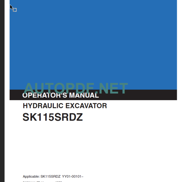 SK115SRDZ OPERATOR'S MANUAL