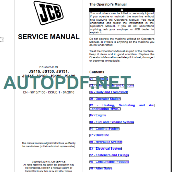 JS115-JS130-JS131-JS145-JS160 SERVICE MANUAL