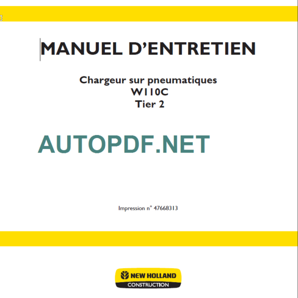 W110C TIER2 MANUAL E'ENTRETIEN