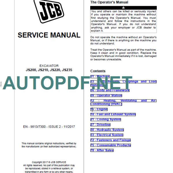 JS200-JS210-JS220-JS235 SERVICE MANUAL