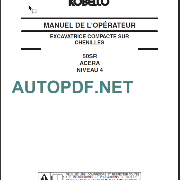 50SR ACERA NIVEAU 4 MANUEL DE L'OPÉRATEUR