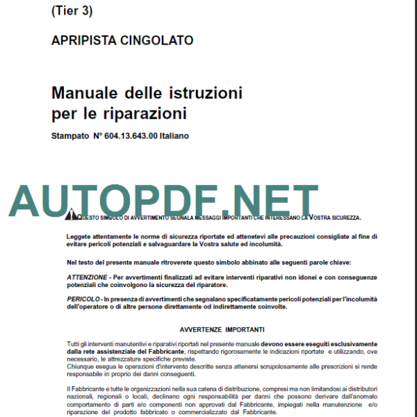 D180 TIER3 MANUALE ISTRUZIONI PER LE RIPARAZIONI