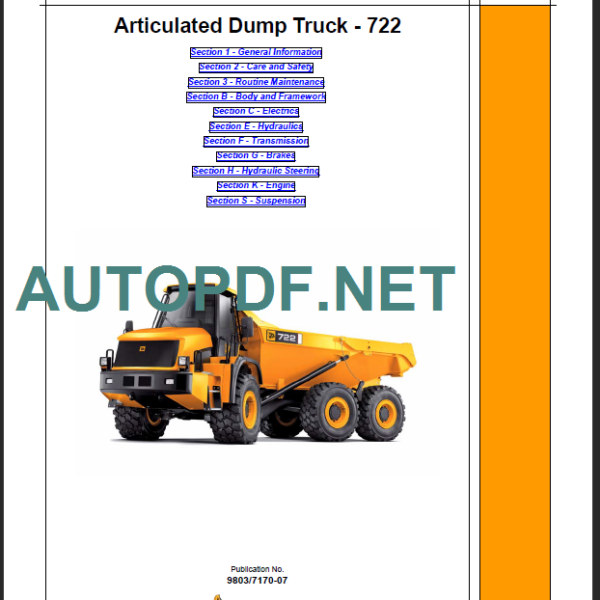 722 ARTICULATED DUMP TRUCK SERVICE MANUAL