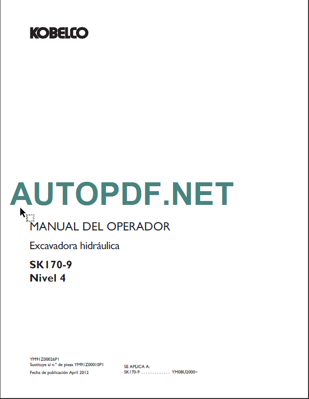 SK170-9 Nivel 4 MANUAL DEL OPERADOR