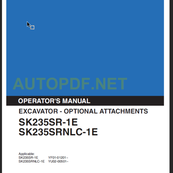 SK235SR-1E-SK235SRNLC-1E OPERATOR'S MANUAL