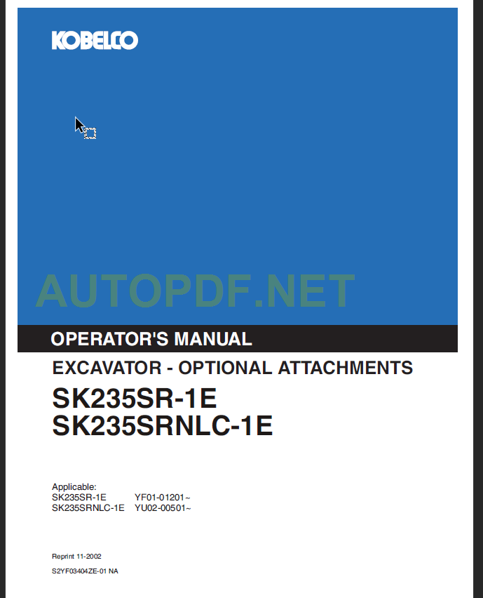 SK235SR-1E-SK235SRNLC-1E OPERATOR'S MANUAL