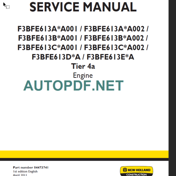 F3BFE613A A001 TIER4A SERVICE MANUAL