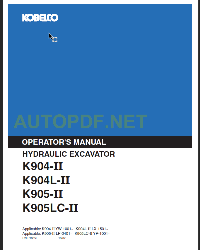 K904-II-K904L-II-905-II-K905LC-II OPERATOR'S MANUAL