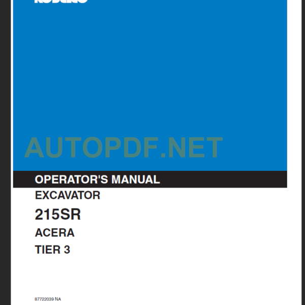 215SR ACERA TIER 3 OPERATOR'S MANUAL