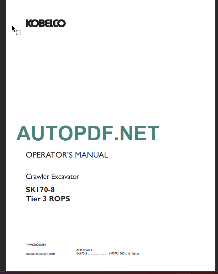 SK170-8 TIER3 ROPS OPERATOR’S MANUAL