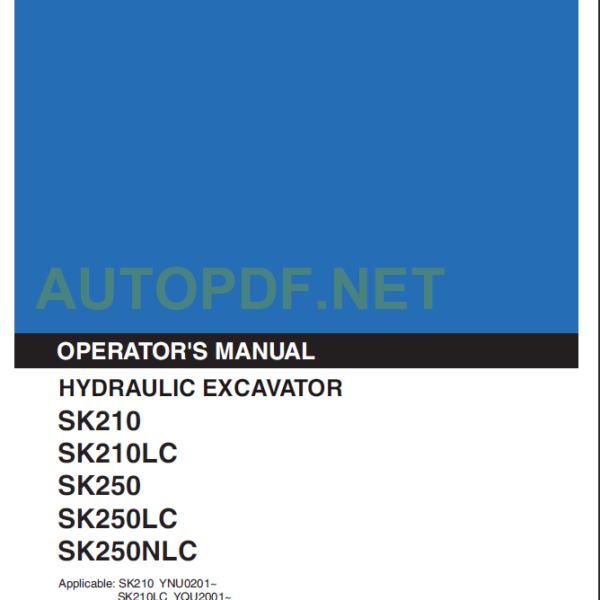 SK210-SK250-SK210-8 OPERATORS MANUAL