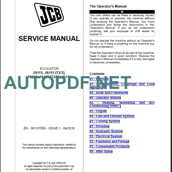 JS115-JS115 [T23]-JS130-JS130 [T23]-JS145 SERVICE MANUAL