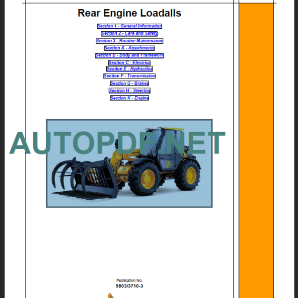 JCB 526-528 Rear Engine Loadalls Service Manual