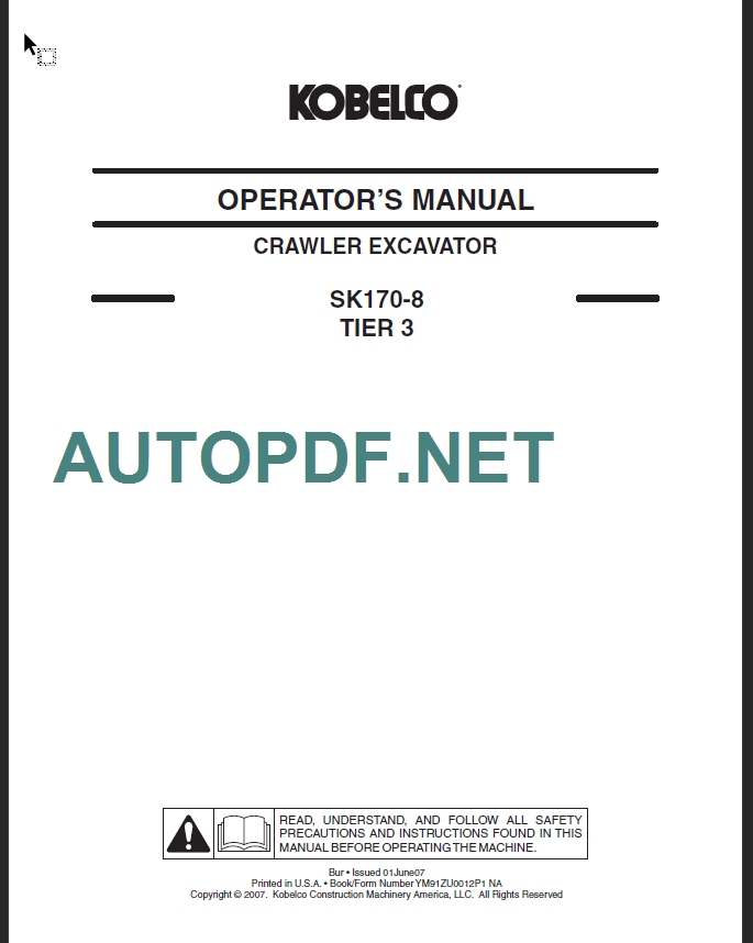 SK170-8 TIER3 OPERATOR’S MANUAL