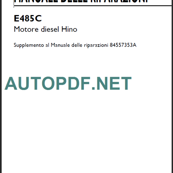 E485C MOTORE DIESEL HINO MANUALE DELLE RIPARAZIONI