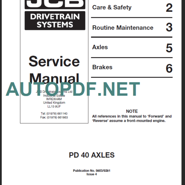 PD 40 AXLES SERVICE MANUAL