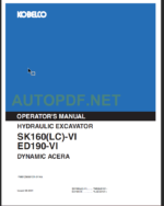 SK160-ED190-VI DYNAMIC ACERA OPERATORS MANUAL