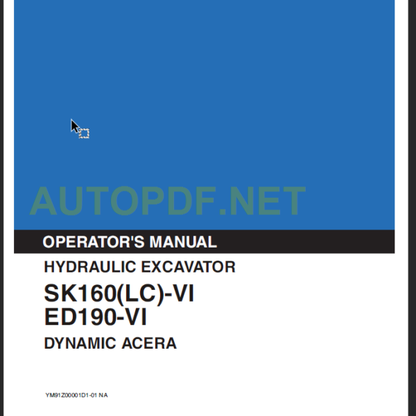 SK160-ED190-VI DYNAMIC ACERA OPERATORS MANUAL