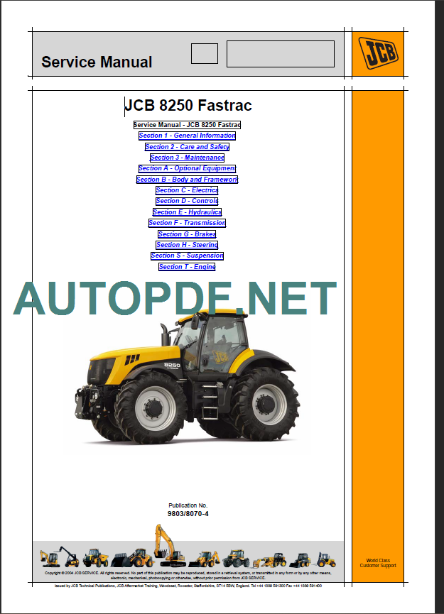 8250 FASTRAC SERVICE MANUAL