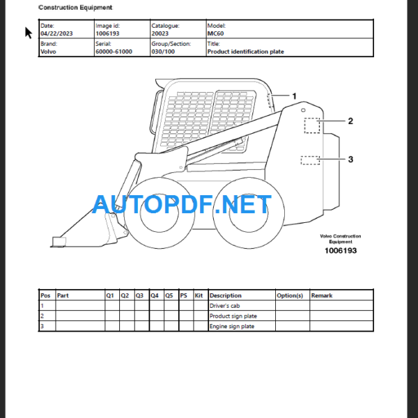 MC60 Parts Catalog Manual