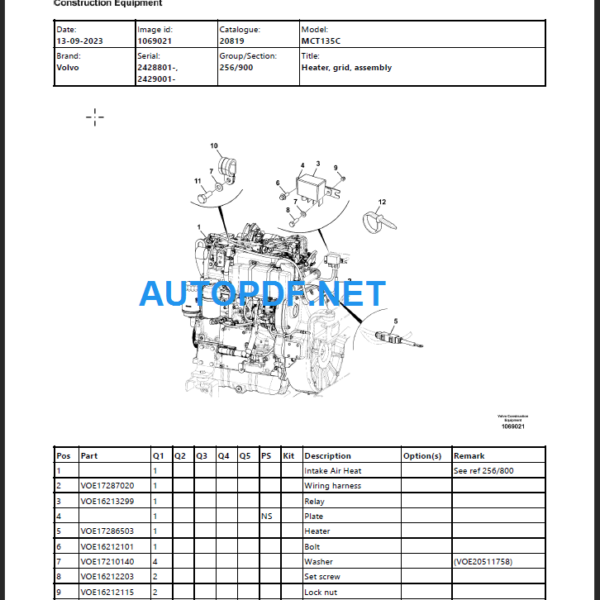 MCT135C Parts Manual