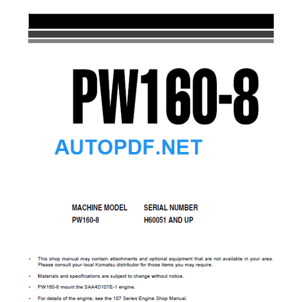 PW160-8 Shop Manual