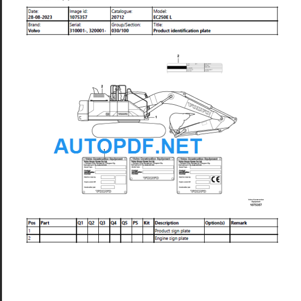 EC250E L Parts Manual