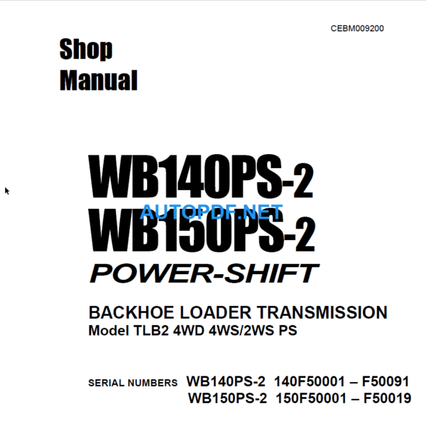 WB140PS-2, WB150PS-2 Shop Manual