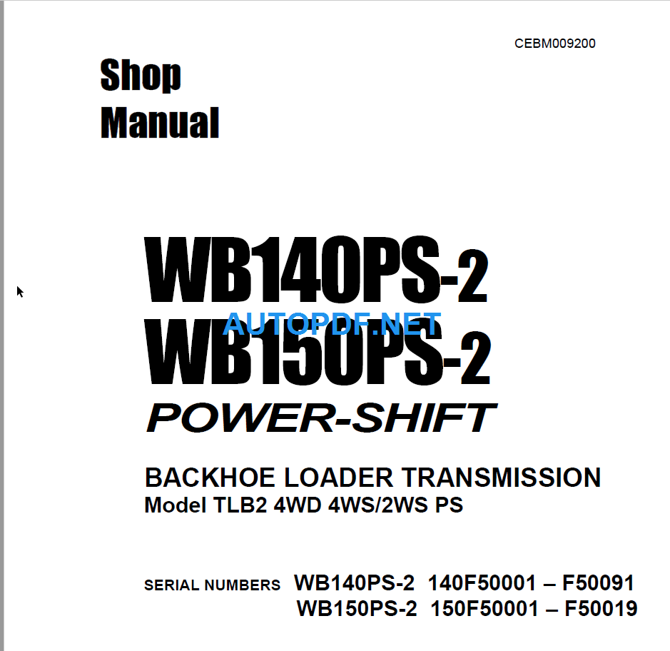 WB140PS-2, WB150PS-2 Shop Manual