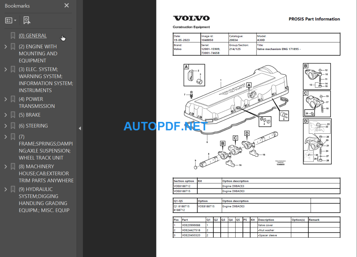 A30D Parts Catalog Manual
