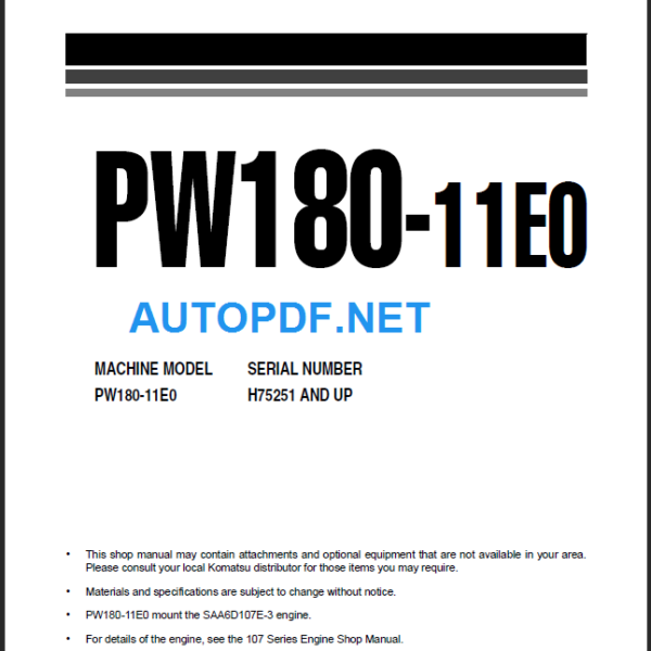 PW148-11E0 (H75251 and up) Shop Manual